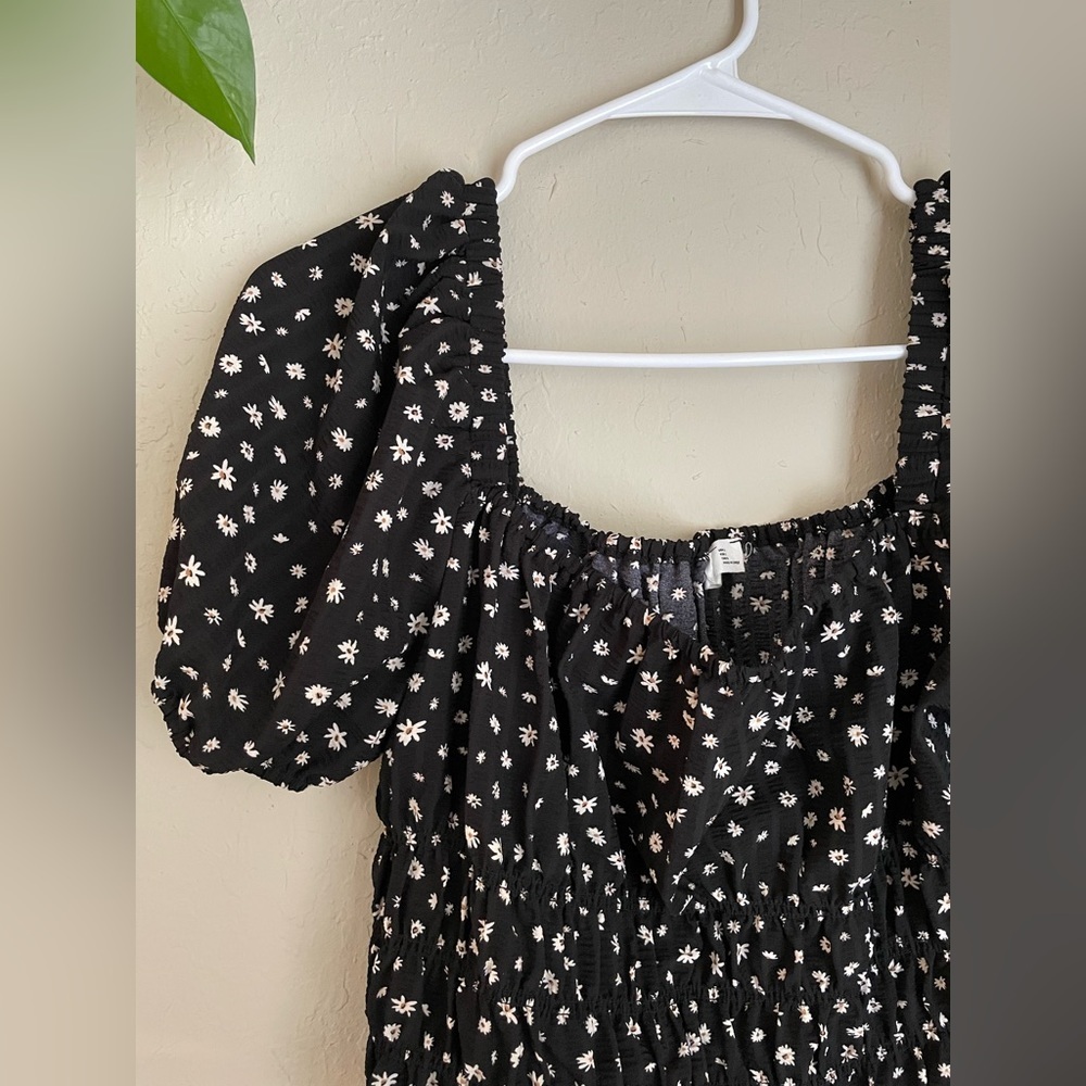 Elodie Off Shoulder Smocked Stretch Black Floral Blouse - Picture 5 of 9